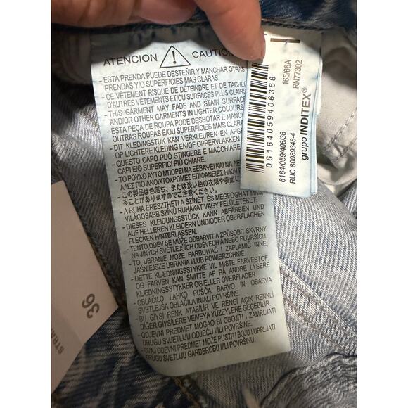 Zara Women's 4 Light Blue High Waist Straight Ankle Rigid Pocketed Cotton Jeans - Picture 7 of 10